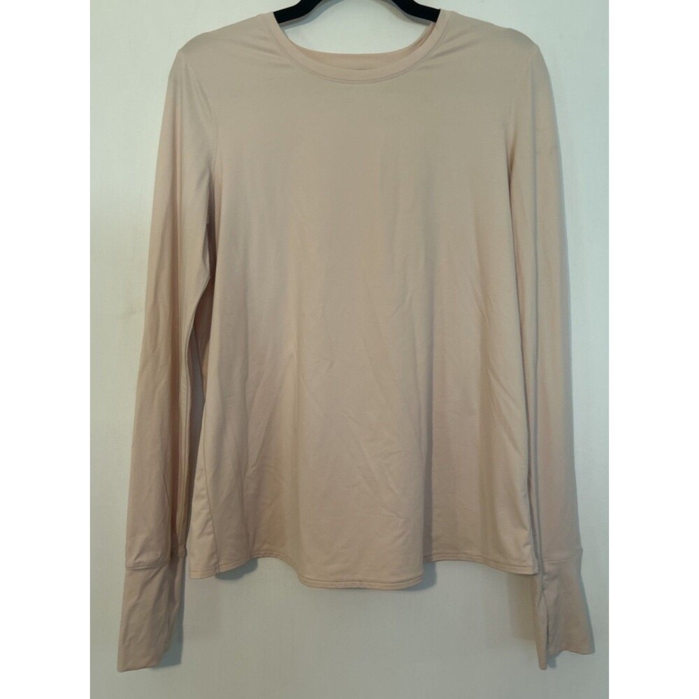 Athleta Fitted Long Sleeve Top Pale Pink Split Back Sz Small